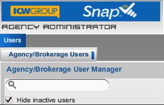 Managing Users Access your users information from the Agency/Brokerage Users tab.
