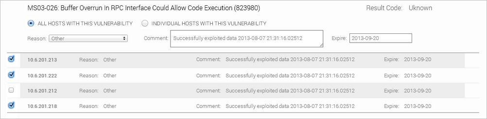 10 Step 4: Creating Exceptions for Non-Exploitable Vulnerabilities 1. Click the Create Exceptions button located on the Findings window. The Create Nexpose Exceptions page appears.