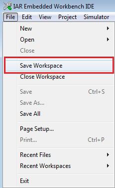 8. Click File Save Workspace to save the workspace. IAR EWARM Quick Start Figure 12. Save Workspace 9.