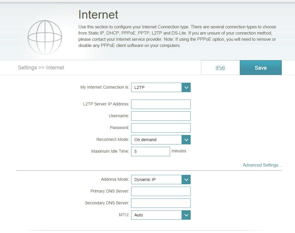 Section 3 - Configuration L2TP Choose L2TP (Layer 2 Tunneling Protocol) if your Internet Service Provider (ISP) uses a L2TP connection. Your ISP can provide you with a username and password.