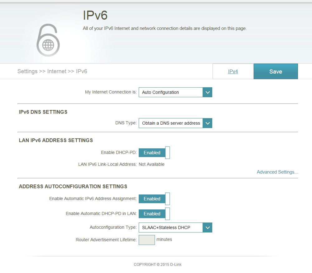 Section 3 - Configuration Auto Configuration Auto Configuration is a connection method where the ISP assigns your IPv6 address when your router requests one from the ISP s server.