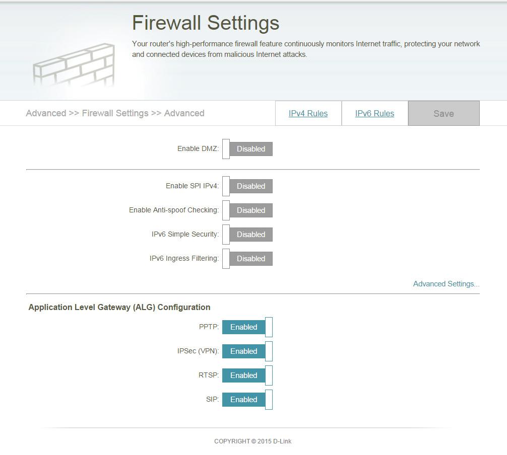 Section 3 - Configuration Firewall Settings A firewall protects your network from malicious attacks over the Internet.