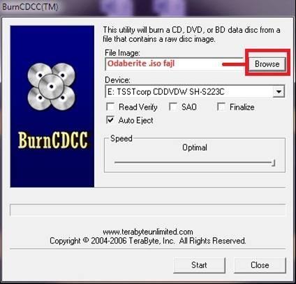 [III] Jednostavno narezivanje ISO datoteke U ovoj sekciji ćemo opisati narezivanje ISO datoteke programom BurnCDCC tako da se i početnici mogu lako snaći.