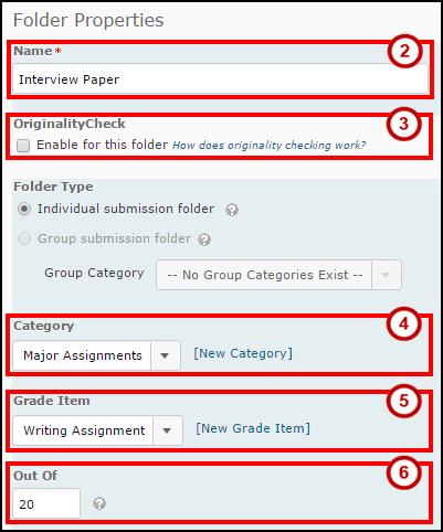 Creating a Folder Dropbox folders are where your students will submit their assignments. It may help to organize the folders into different categories.