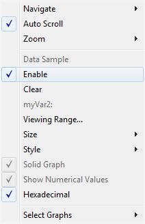 Variables and expressions See also Getting started using data sampling, page 89. Requirements Context menu Any supported hardware debugger system.