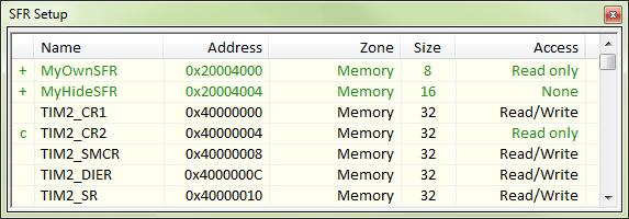 Reference information on memory and registers For the C-SPY Simulator, these additional support registers are available in the CPU Registers group: CYCLECOUNTER CCSTEP CCTIMER1 and CCTIMER2 Cleared
