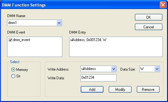 Reference information on the C-SPY hardware debugger drivers DMM Function Settings dialog box The DMM Function Settings dialog box is available by choosing DMM Setup from the Emulator menu.
