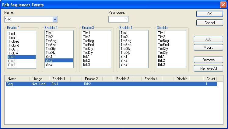 Reference information on the C-SPY hardware debugger drivers Edit Sequencer Events dialog box The Edit Sequencer Events dialog box is available from the Emulator menu.