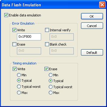 Reference information on the C-SPY hardware debugger drivers Data Flash Emulation dialog box The Data Flash Emulation dialog box is available from the Emulator menu.