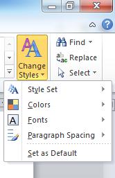 STYLES QUICK STYLES In Microsoft Office Word 2010, you can choose a set of styles that are designed to work together.