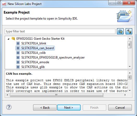 Getting Started Figure 3.5. Selecting the CAN example project 9.