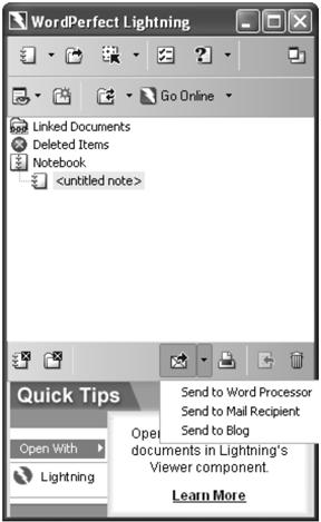 Step 7: Sending your note to WordPerfect Now, you re ready to send a note to WordPerfect to create a formal document.