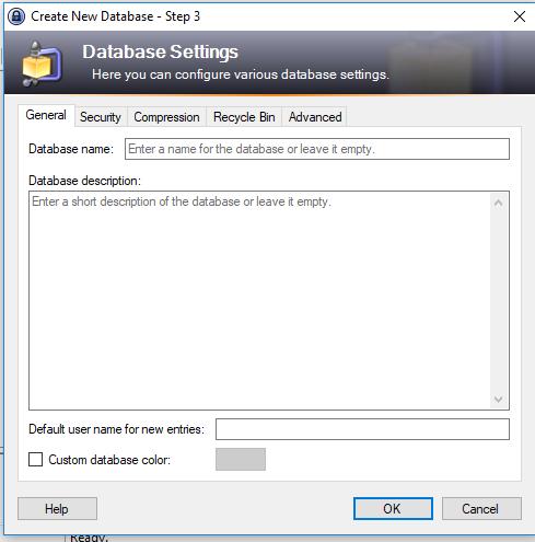 Under File, Database Settings you can give your database a name and description.