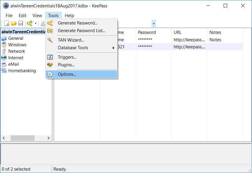 Next, we need to configure KeePass to activate with a specific