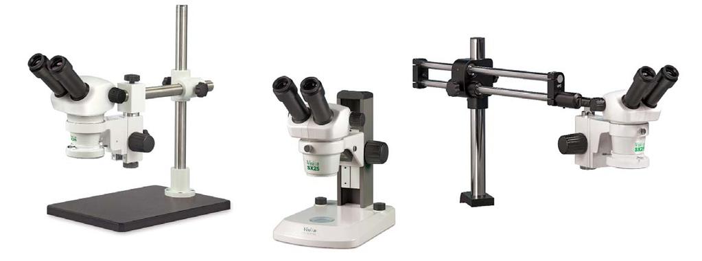Entry-level Stereo Microscope Boom Mount, ideal for larger specimens Bench Stand, compact and versatile Dual Arm Boom, for enhanced flexibility Stable platform base, or mounted directly to the user s