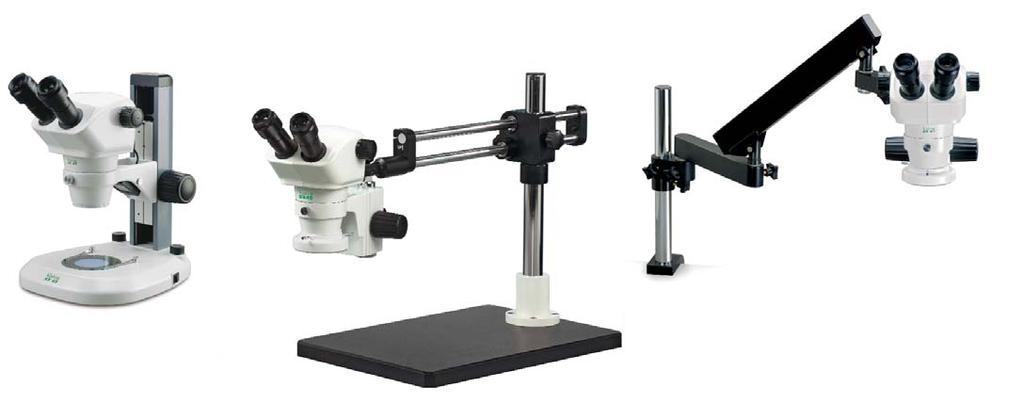 Greenough Stereo Microscope Bench Stand, compact and versatile Dual Arm Boom, ideal for larger specimens Articulated Arm, for enhanced flexibility Low-profile base optimizes ergonomics for reduced