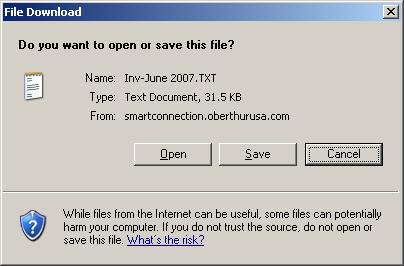 Figure 42 The Report File Download Dialog Box Click Open or Save to either open or save the report. Click Open to view the report. Reports stored as.txt file types will be viewed using notepad.