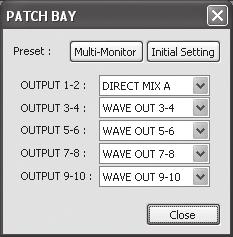 Patch Bay The patch bay dialog box will appear when you click the control panel s [PATCHBAY] button.
