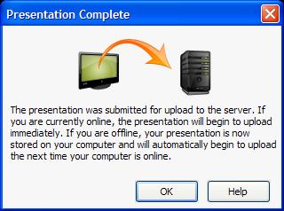 3. Click Submit button if you want to publish the presentation on the Camtasia Relay server or click Discard if you do not want the presentation to be
