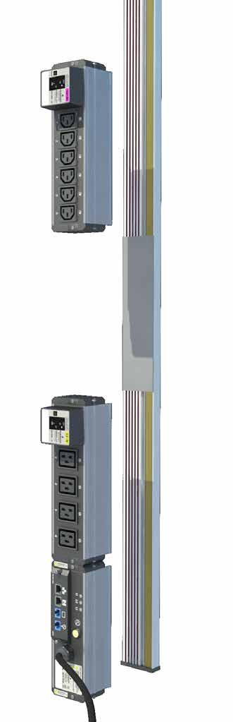 The busbar (MPX PRC): Serves as power and communication distribution for all supported modules. Available in two heights to accommodate different rack heights.