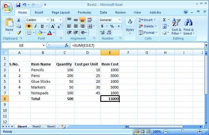 Basics of Computer Software The following example shows the three basic types of data that a cell may have: Labels Text which simply is the column heading like cell B2, C2, C3 etc.