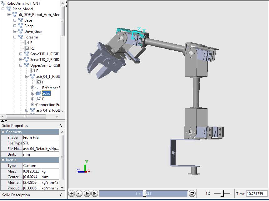 Robot Arm CAD Import Model: CAD Problem: Perform dynamic simulation of robot arm modeled in