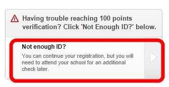 To register with 60-90 points of identification: 1. Verify your documents as per Registration Step 2.