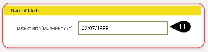 To update the student s date of birth, enter the correct date of birth, in the format of dd/mm/yyyy (d = day, m = month, y = year).