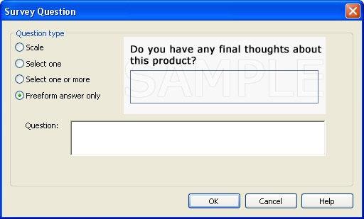 Freeform Question For a Freeform question in a custom survey, you can define the