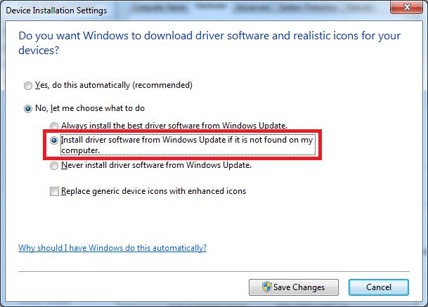 Then select Install driver software from Windows Update if it