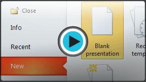Watch the video to learn how to create and open a presentation. To Create a New, Blank Presentation: Watch the video (1:44). Need help? 1.