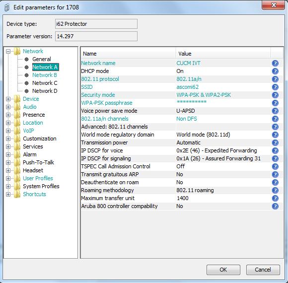 Ascom i62 version 5.2.8 configuration Network settings Note.