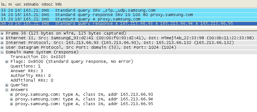 2.4. DNS Query Figure 4. Capture of DNS Query By OfficeServ OfficeServ is able to determine the location of the outbound SIP Server (registrar or proxy) based on the resolution of SRV and A queries.