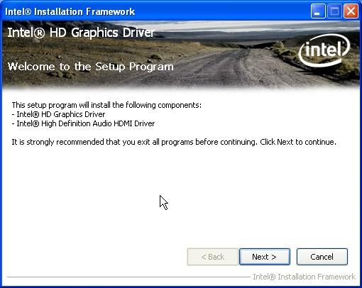 Figure 6-9: Graphics Driver Welcome Screen Step 6: The License