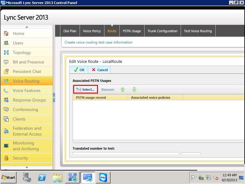 Select the assoiciated PSTN Usages:
