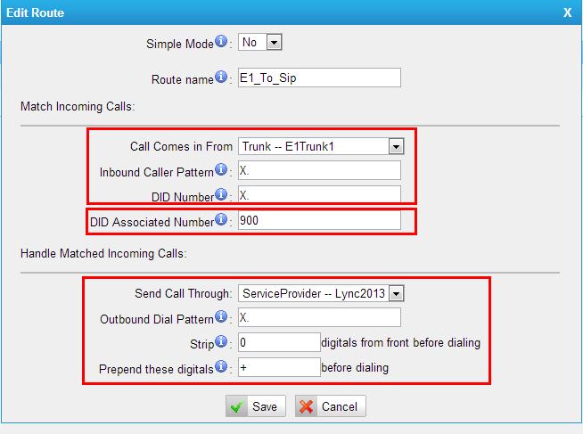 Figure 49 Save and apply the changes, when there is an incoming call from E1
