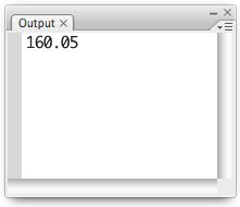 11 Press Ctrl+Enter (Windows) or Cmd+Return (Mac) to test the movie. Now the Output panel opens, and you get 160.05.