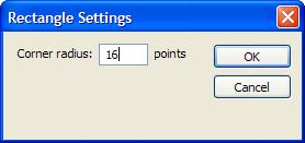 In the Rectangle Settings dialog box, enter 16 in the Corner Radius text box and click OK. 19.
