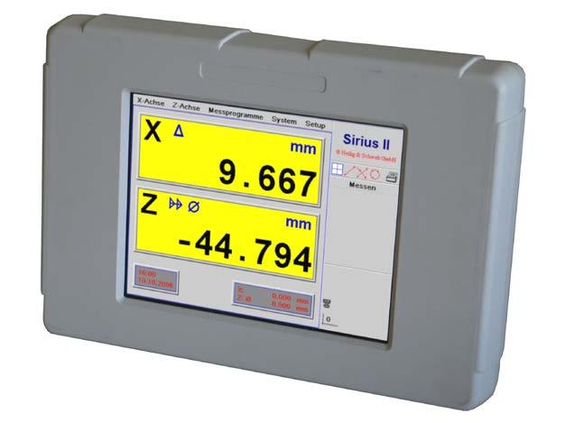 12 MINISCALE PLUS Accessories 12.1.3 2-axis Position Indicator SIRIUS II The measured values are depicted on the TFT colour display in both axes through analysis of incremental encoders.