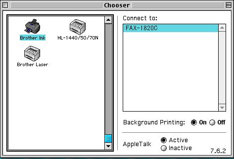 Using the Brother printer driver with your Apple Macintosh (Mac OS 8.6-9.2) To select a Printer: 1 Open the Chooser from the Apple menu.