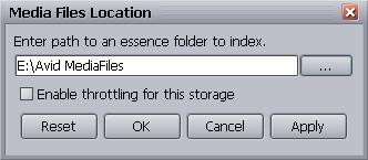 The Media Files Location dialog box opens and displays the new