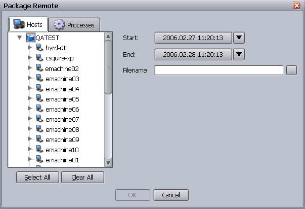 Copying and Saving Log Files Packaging Remote Log Files You can package remote log files and save them to a specified location.