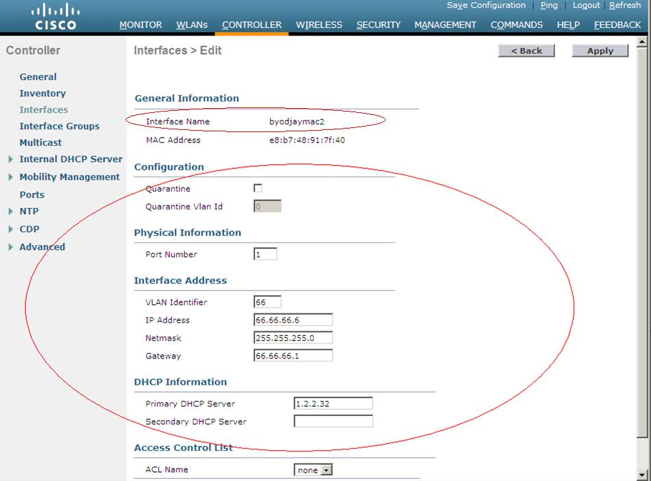 Figure 47 Configuring the public VLAN Configuring the user VLAN 1. Click the CONTROLLER tab. 2. From the navigation tree, select Interfaces. 3. On the Interfaces page, click New. 4. Configure the following parameters, as shown in Figure 48: a.