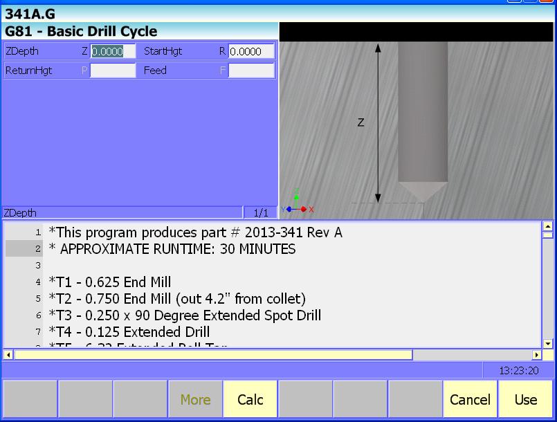 Cycles, select Basic Drill Cycle (G81) to display the Help screen (refer to Figure 7-12): Figure