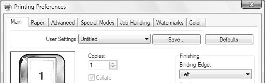 PRINTER SAVING FREQUENTLY USED PRINT SETTINGS Settings configured on each of the tabs at the time of printing can be saved as user settings.