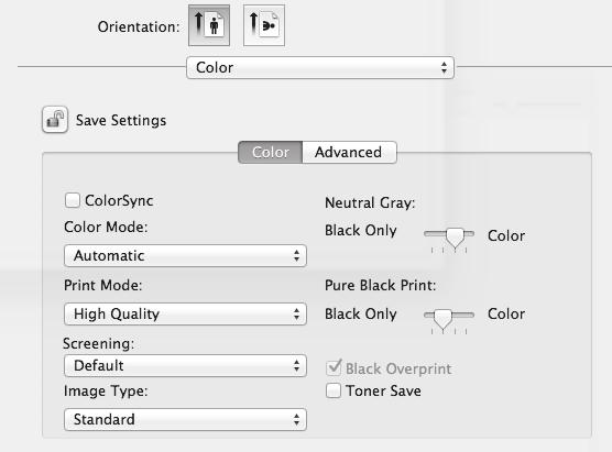 PRINTER BLACK AND WHITE PRINTING [Black and White] can be selected on the [Main] tab as well as on the [Color] tab.