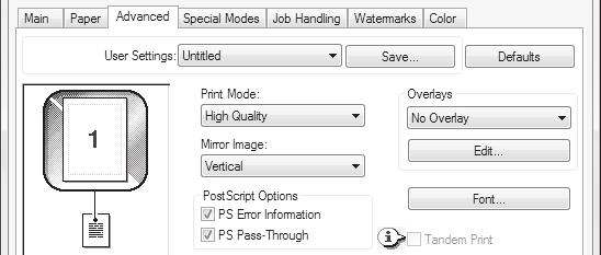 When using the PS printer driver (Windows), you can set the width and length percentages separately to change the proportions of the image. (XY-Zoom) Windows (1) (1) Click the [Paper] tab.