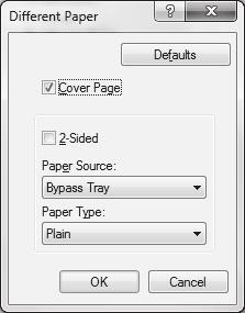 PRINTER PRINT FUNCTIONS FOR SPECIAL PURPOSES PRINTING SPECIFIED PAGES ON DIFFERENT PAPER (Different Paper) The front cover can be printed on paper that is different from the other pages.