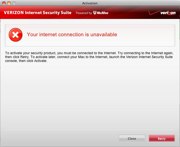 20 Verizon Internet Security Suite Installation Guide If your software installation cannot continue, contact Verizon Support (http://verizon.mcafee.com).