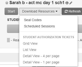 Performing the Mock Administration: Test Day Setup 4. In the Download Resources menu, select the Detail View 1 per page under the Student Authorization Tickets section.